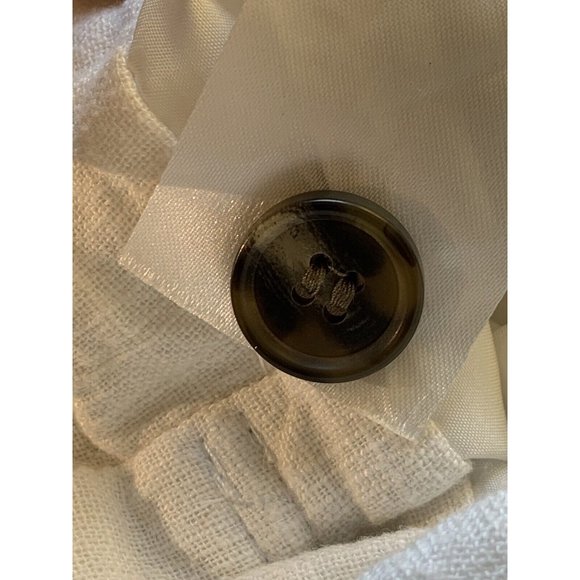 H&M Skirt 4 White Paperbag Linen Belted Tie Front Side Pockets Lined Button - Picture 11 of 12